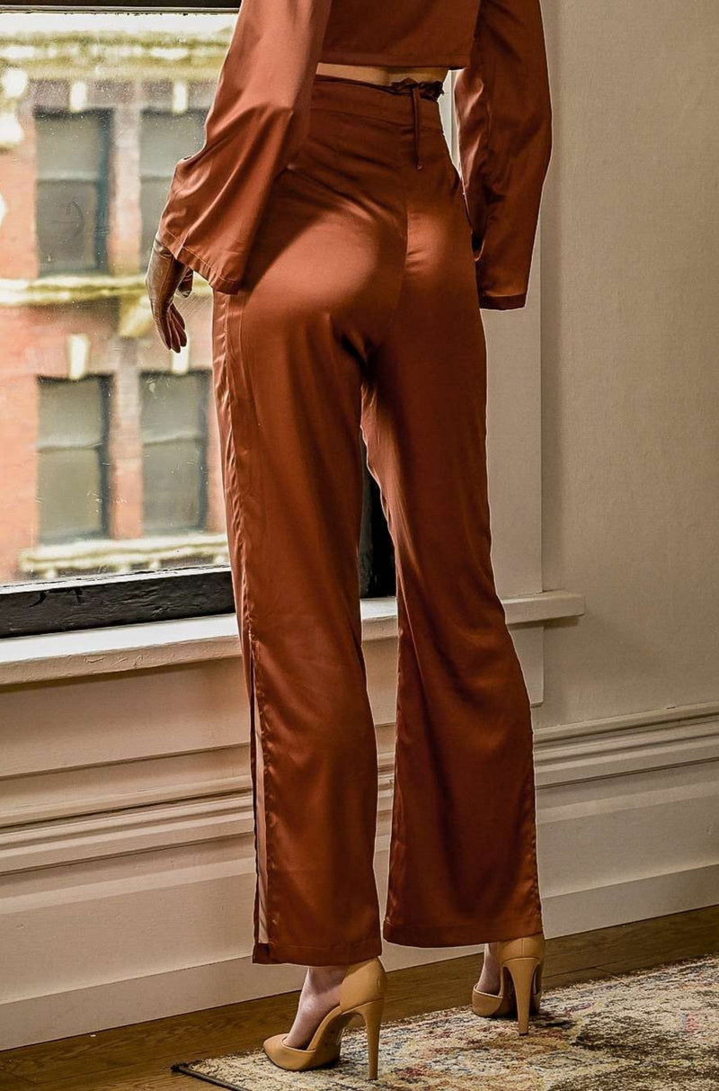 Sustainable Wide Leg Satin Pants